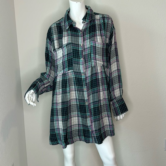 Free People Dresses & Skirts - Free People Cabincore Womens The Voyage shirt dress in twilight combo size S